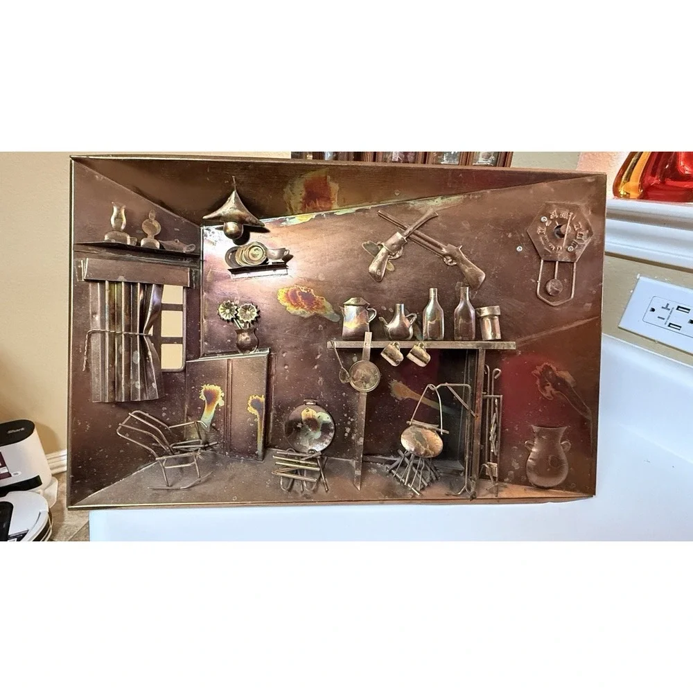 VTG Rare 3D Metalware Copper Wall Hanging Sculpture Music Box The Way We Were